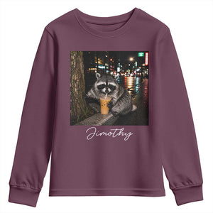 Jimothy Raccoon Drinking Iced Coffee Night City Aesthetic Youth Sweatshirt