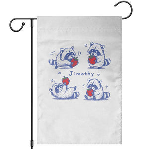 Funny Jimothy Viral Raccoon Garden Flag Cute Baby Trash Panda Strawberry