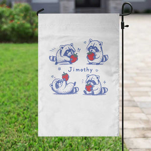 Funny Jimothy Viral Raccoon Garden Flag Cute Baby Trash Panda Strawberry