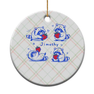 Funny Jimothy Viral Raccoon Ceramic Ornament Cute Baby Trash Panda Strawberry