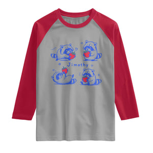 Funny Jimothy Viral Raccoon Raglan Shirt Cute Baby Trash Panda Strawberry