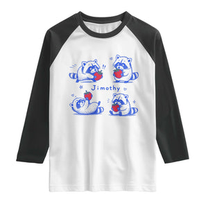 Funny Jimothy Viral Raccoon Raglan Shirt Cute Baby Trash Panda Strawberry