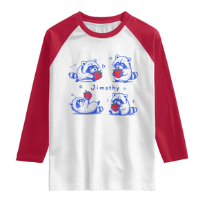 Funny Jimothy Viral Raccoon Raglan Shirt Cute Baby Trash Panda Strawberry
