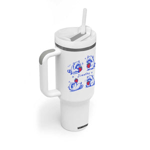 Funny Jimothy Viral Raccoon Tumbler With Handle Cute Baby Trash Panda Strawberry