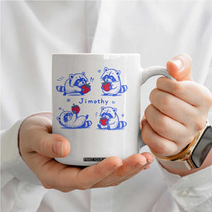 Funny Jimothy Viral Raccoon Coffee Mug Cute Baby Trash Panda Strawberry