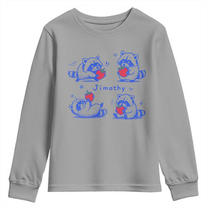 Funny Jimothy Viral Raccoon Youth Sweatshirt Cute Baby Trash Panda Strawberry
