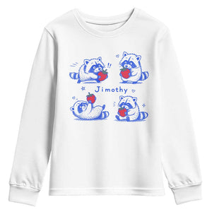Funny Jimothy Viral Raccoon Youth Sweatshirt Cute Baby Trash Panda Strawberry