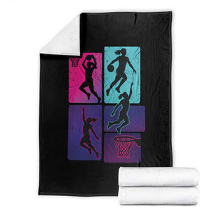 Basketball Girls Throw Blanket Retro Neon Girl Dunk Hoop Sports TS10 Black Print Your Wear