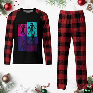 Basketball Girls Plaid Pajama Set Retro Neon Girl Dunk Hoop Sports TS10 Buffalo Plaid Print Your Wear
