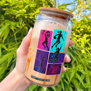 Basketball Girls Glass Can Retro Neon Girl Dunk Hoop Sports TS10 Black Print Your Wear