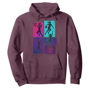 Basketball Girls Hoodie Retro Neon Girl Dunk Hoop Sports TS10 Maroon Print Your Wear