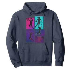 Basketball Girls Hoodie Retro Neon Girl Dunk Hoop Sports TS10 Navy Print Your Wear