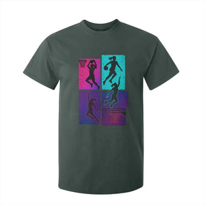 Basketball Girls T Shirt For Kid Retro Neon Girl Dunk Hoop Sports TS10 Dark Forest Green Print Your Wear