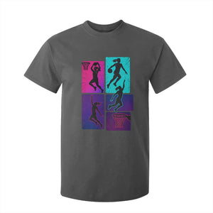 Basketball Girls T Shirt For Kid Retro Neon Girl Dunk Hoop Sports TS10 Dark Heather Print Your Wear