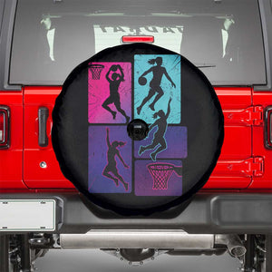 Basketball Girls Spare Tire Cover Retro Neon Girl Dunk Hoop Sports TS10 Black Print Your Wear
