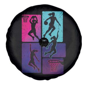 Basketball Girls Spare Tire Cover Retro Neon Girl Dunk Hoop Sports TS10 Print Your Wear