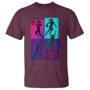 Basketball Girls T Shirt Retro Neon Girl Dunk Hoop Sports TS10 Maroon Print Your Wear
