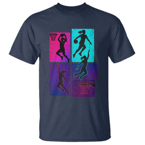 Basketball Girls T Shirt Retro Neon Girl Dunk Hoop Sports TS10 Navy Print Your Wear