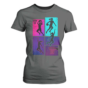 Basketball Girls T Shirt For Women Retro Neon Girl Dunk Hoop Sports TS10 Dark Heather Print Your Wear