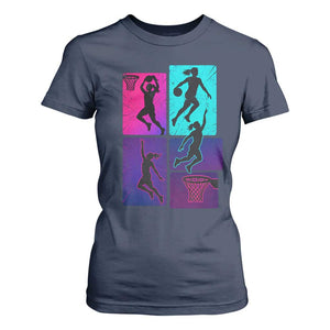 Basketball Girls T Shirt For Women Retro Neon Girl Dunk Hoop Sports TS10 Navy Print Your Wear