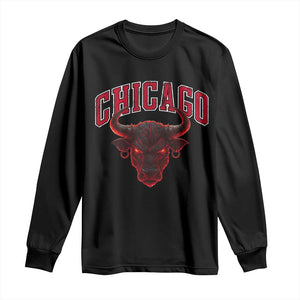 Retro Chicago Long Sleeve Shirt Bulls Mascot Team Spirit Vintage Basketball Fan TS10 Black Print Your Wear