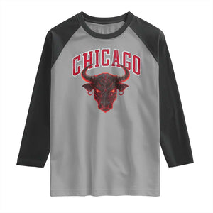 Retro Chicago Raglan Shirt Bulls Mascot Team Spirit Vintage Basketball Fan TS10 Sport Gray Black Print Your Wear