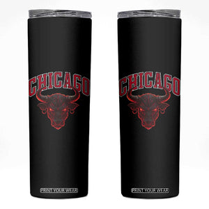 Retro Chicago Skinny Tumbler Bulls Mascot Team Spirit Vintage Basketball Fan TS10 Black Print Your Wear