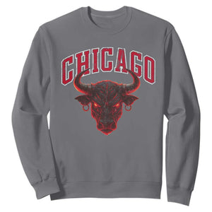 Retro Chicago Sweatshirt Bulls Mascot Team Spirit Vintage Basketball Fan TS10 Charcoal Print Your Wear