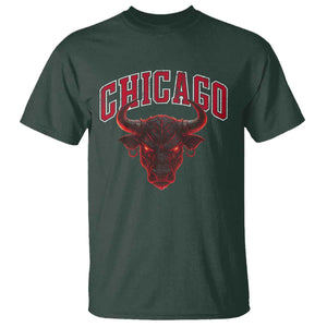 Retro Chicago T Shirt Bulls Mascot Team Spirit Vintage Basketball Fan TS10 Dark Forest Green Print Your Wear
