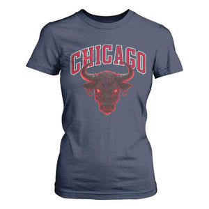 Retro Chicago T Shirt For Women Bulls Mascot Team Spirit Vintage Basketball Fan TS10 Navy Print Your Wear