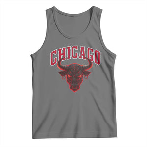Retro Chicago Tank Top Bulls Mascot Team Spirit Vintage Basketball Fan TS10 Black Heather Print Your Wear
