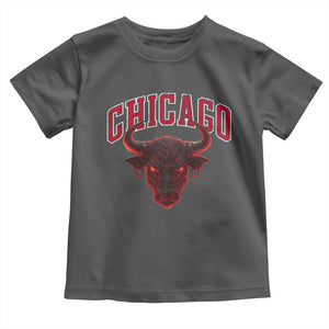 Retro Chicago Toddler T Shirt Bulls Mascot Team Spirit Vintage Basketball Fan TS10 Dark Heather Print Your Wear