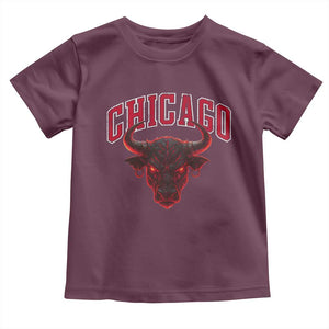 Retro Chicago Toddler T Shirt Bulls Mascot Team Spirit Vintage Basketball Fan TS10 Maroon Print Your Wear