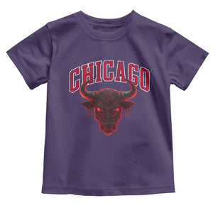 Retro Chicago Toddler T Shirt Bulls Mascot Team Spirit Vintage Basketball Fan TS10 Purple Print Your Wear