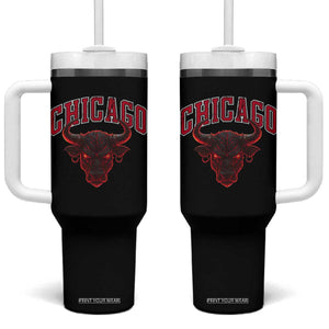 Retro Chicago Tumbler With Handle Bulls Mascot Team Spirit Vintage Basketball Fan TS10 One Size: 40 oz Black Print Your Wear