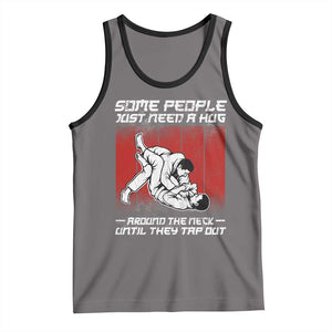 Brazilian Jiu Jitsu Tank Top Some People Just Need A Hug Vintage BJJ TS10 Deep Heather Black Print Your Wear