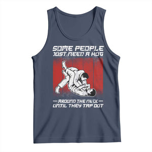 Brazilian Jiu Jitsu Tank Top Some People Just Need A Hug Vintage BJJ TS10 Navy Print Your Wear