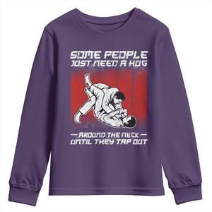 Brazilian Jiu Jitsu Youth Sweatshirt Some People Just Need A Hug Vintage BJJ TS10 Purple Print Your Wear