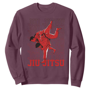 Brazilian Jiu Jitsu Sweatshirt BJJ Distressed TS10 Maroon Print Your Wear