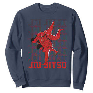 Brazilian Jiu Jitsu Sweatshirt BJJ Distressed TS10 Navy Print Your Wear