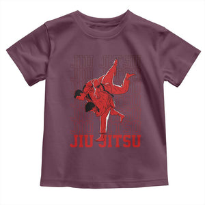 Brazilian Jiu Jitsu Toddler T Shirt BJJ Distressed TS10 Maroon Print Your Wear