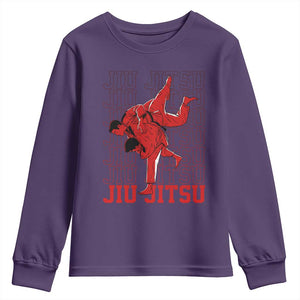 Brazilian Jiu Jitsu Youth Sweatshirt BJJ Distressed TS10 Purple Print Your Wear