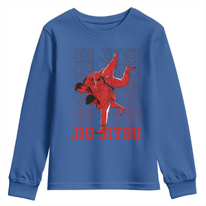 Brazilian Jiu Jitsu Youth Sweatshirt BJJ Distressed TS10 Royal Blue Print Your Wear
