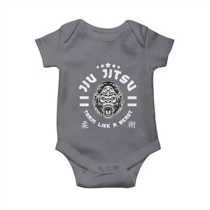 Brazilian Jiu Jitsu Baby Onesie Train Like A Beast Vintage BJJ Grappling Gorilla TS10 Charcoal Print Your Wear