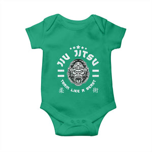 Brazilian Jiu Jitsu Baby Onesie Train Like A Beast Vintage BJJ Grappling Gorilla TS10 Irish Green Print Your Wear