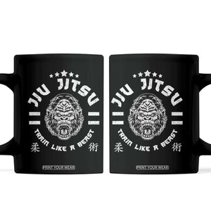 Brazilian Jiu Jitsu Coffee Mug Train Like A Beast Vintage BJJ Grappling Gorilla TS10 Black Print Your Wear