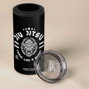 Brazilian Jiu Jitsu 4 in 1 Can Cooler Tumbler Train Like A Beast Vintage BJJ Grappling Gorilla TS10 Print Your Wear