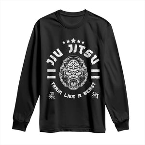 Brazilian Jiu Jitsu Long Sleeve Shirt Train Like A Beast Vintage BJJ Grappling Gorilla TS10 Black Print Your Wear