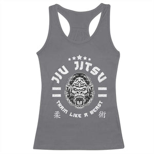 Brazilian Jiu Jitsu Racerback Tank Top Train Like A Beast Vintage BJJ Grappling Gorilla TS10 Charcoal Print Your Wear