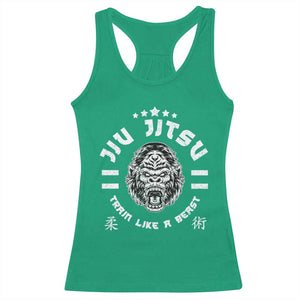 Brazilian Jiu Jitsu Racerback Tank Top Train Like A Beast Vintage BJJ Grappling Gorilla TS10 Irish Green Print Your Wear